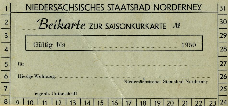 Beikarte zur Saisonkurkarte 1950