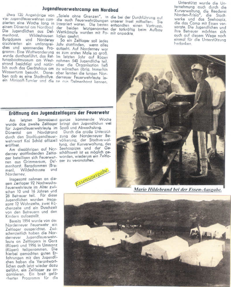 Jugendfeuerwehrcamp am Nordbad - August 1997