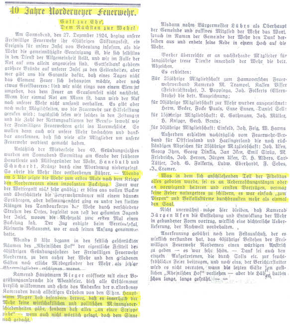 40 Jahre Feuerwehr 1924