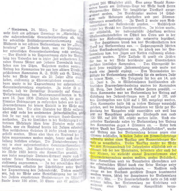 Generalversammlung am 23.03.1930