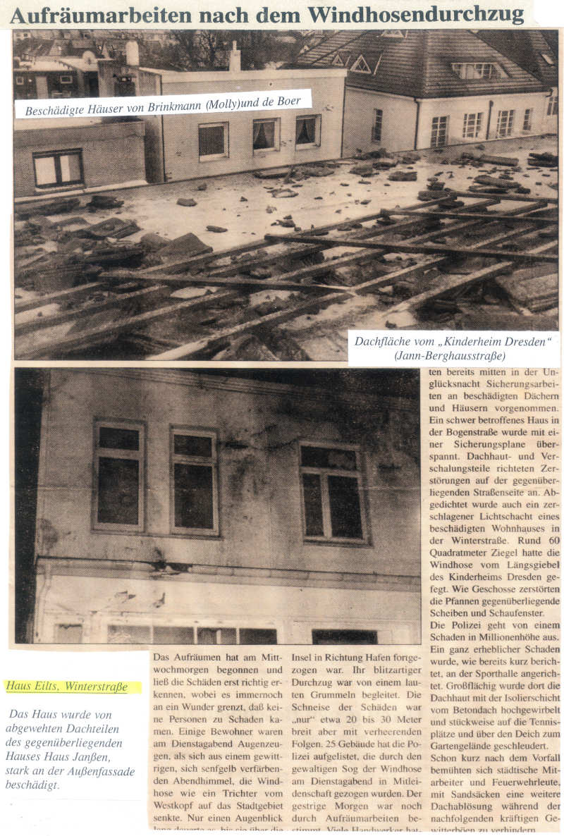 Aufräumarbeiten nach der Windhose