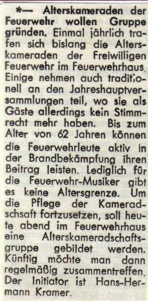 Gründung einer "Oldie-Gruppe" - 1. Dezember 1999 Gründung einer "Oldie-Gruppe" - 1. Dezember 1999