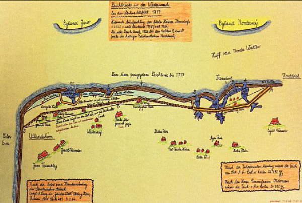Der zwischen Norddeich und Utlandshörn verlaufende Westermarscher Seedeich