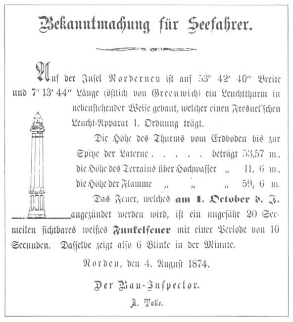 Bekanntmachung für Seefahrer